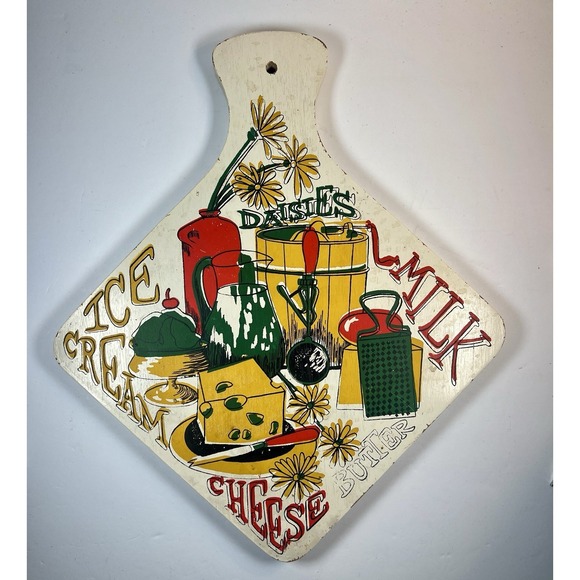 KitchenAid Other - Vintage Wood Cheese Board Retro Kitchen Wall Decor Daisies